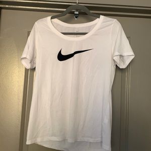 The Nike Tee - Short Sleeve - White With Black Swoosh - Women’s M